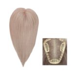 Γυναικείο Topper Τουπέ κορυφής μαλλιών από φυσική τρίχα  Full lace ( ραμμένο σε διαφάνεια ) -  Silver Γκρι 35cm