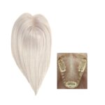 Γυναικείο Topper Τουπέ κορυφής μαλλιών από φυσική τρίχα  Full lace ( ραμμένο σε διαφάνεια ) - Λευκό μπεζ 35cm