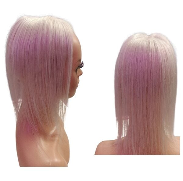 Γυναικείο Topper Τουπέ κορυφής μαλλιών από φυσική τρίχα  Full lace ( ραμμένο σε διαφάνεια ) - Λευκό μπεζ 35cm - Image 3