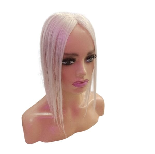 Γυναικείο Topper Τουπέ κορυφής μαλλιών από φυσική τρίχα  Full lace ( ραμμένο σε διαφάνεια ) - Λευκό μπεζ 35cm - Image 2