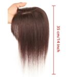 Γυναικείο Topper Τουπέ κορυφής μαλλιών από φυσική τρίχα χωρίστρα στο χρώμα του δέρματος με φράντζα- Καστανό σκούρο 35cm - Image 2