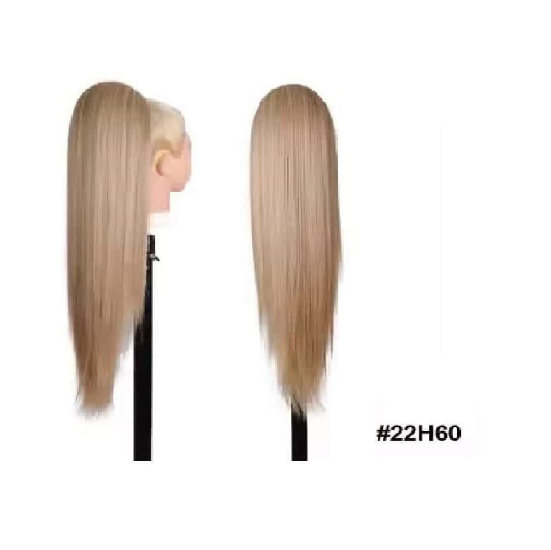 kanekalon-22h60-ponytail-woman-best-quality-straight-50cm Ποστίς Αλογοουρά Ponytail συνθετική τρίχα Kanekalon υψηλής ποιότητας με Φωλιά και χτενάκι - Ίσια Ξανθό με ανταύγειες # 22h60 50cm - Image 1