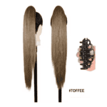 Ποστίς Αλογοουρά  Ponytail συνθετική τρίχα Kanekalon υψηλής ποιότητας με κλάμερ- Ίσια Καστανό ανοιχτό # Toffee 71cm