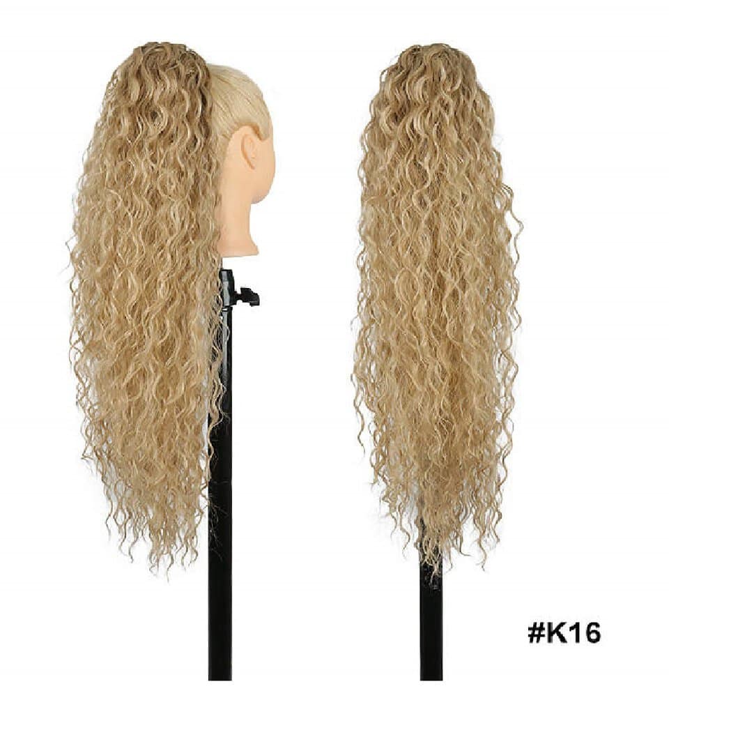 kanekalon-k16-blonde-highlights-water-wave-synthetic-best-quality Ποστίς Αλογοουρά Ponytail συνθετική τρίχα Kanekalon υψηλής ποιότητας με χτενάκι φωλιά- Water Ξανθό σκούρο χρώμα #K16 71cm - Image 1