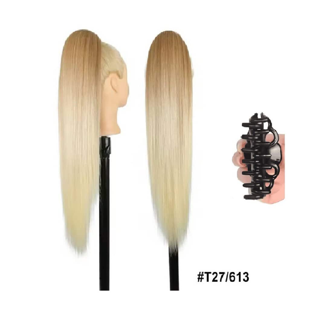 kanekalon-ponytail-best-quality-blonde-27-613-claw Ποστίς Αλογοουρά Ponytail συνθετική τρίχα Kanekalon υψηλής ποιότητας με Κλάμερ- Ίσια Ξανθό ανοιχτό με διχρωμία χρώμα #27/613 71cm - Image 1