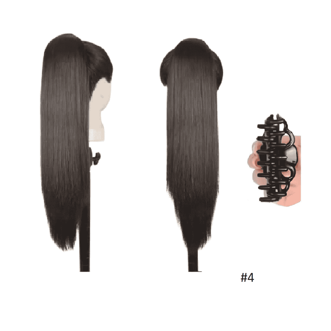 kanekalon-ponytail-dark-brown-4-straight-style-best-quality-50cm-claw Ποστίς Αλογοουρά Ponytail συνθετική τρίχα Kanekalon υψηλής ποιότητας με κλάμερ - Ίσια Καστανό σκούρο # 4 50cm - Image 1