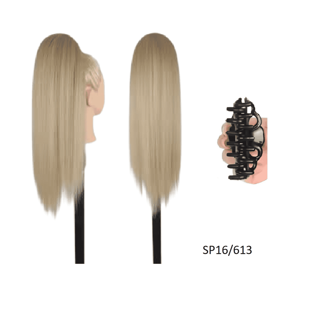 kanekalon-ponytail-sp16-613-dark-blonde-highlights-straight-50cm-best-claw Ποστίς Αλογοουρά Ponytail συνθετική τρίχα Kanekalon υψηλής ποιότητας με κλάμερ - Ίσια Ξανθό σκούρο # Spk16/613 50cm - Image 1