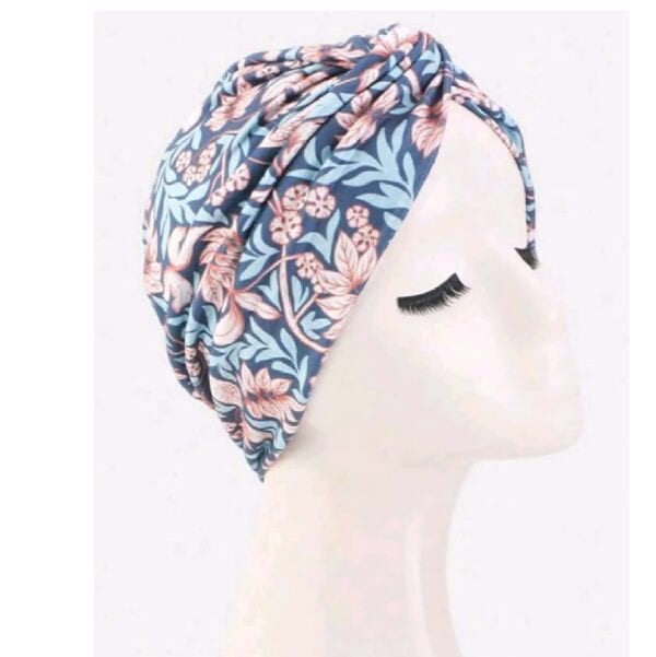 Γυναικείο Υφασμάτινο  Μαλακό Τουρμπάνι  μαλλιών μπλε λουλουδάτο flowers - Image 2