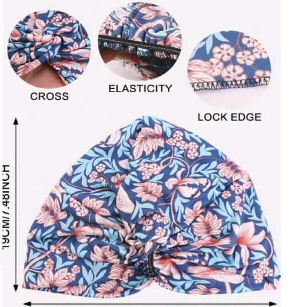 Γυναικείο Υφασμάτινο  Μαλακό Τουρμπάνι  μαλλιών μπλε λουλουδάτο flowers - Image 3