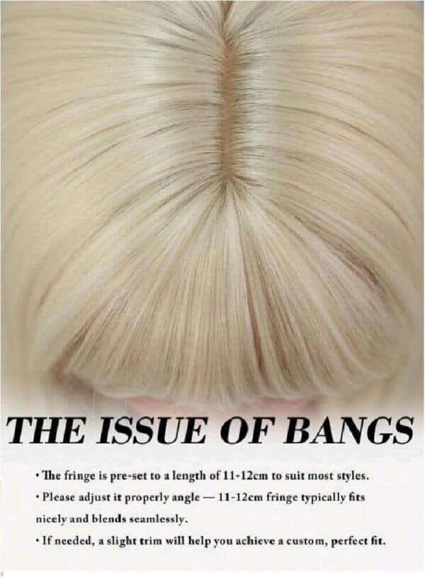 Γυναικεία περούκα σε Ξανθό πλατινέ χρώμα με φράντζα συνθετική υψηλής ποιότητας 24 inches - Image 3