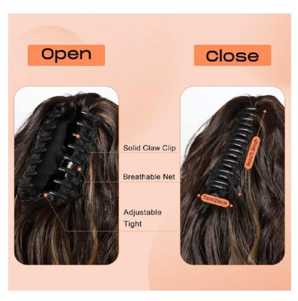 Ποστίς Αλογοουρά curly Ponytail συνθετική τρίχα υψηλής ποιότητας με κλάμερ - Καστανό μελί με ανταύγειες χρώμα 30 cm - Image 3