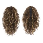 Ποστίς Αλογοουρά curly Ponytail συνθετική τρίχα υψηλής ποιότητας με κλάμερ - Καστανό ανοιχτό με ανταύγειες  30 cm