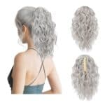 Ποστίς Αλογοουρά curly Ponytail συνθετική τρίχα υψηλής ποιότητας με κλάμερ - Γκρι Silver ανοιχτό χρώμα 30 cm