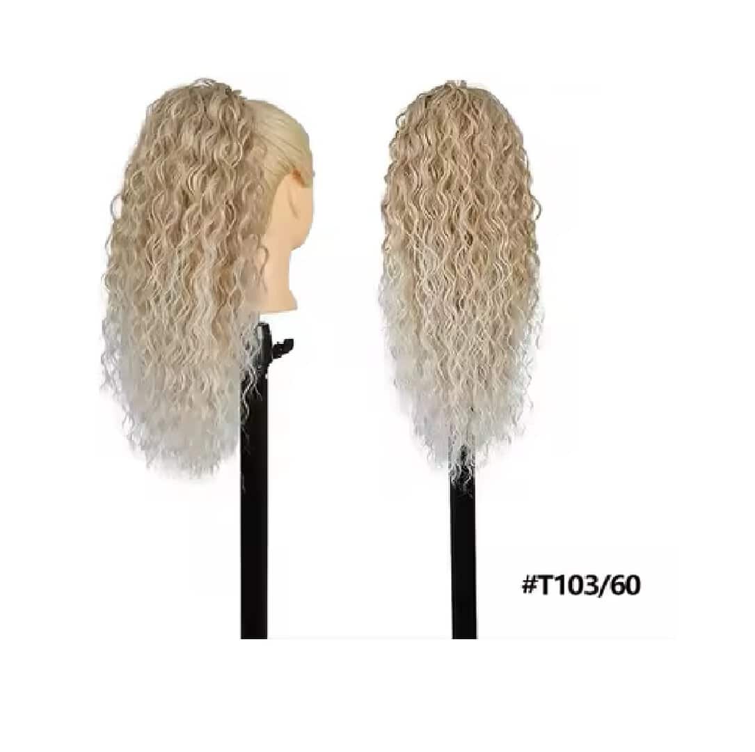 KANEKALON-WATER-WAVE-BEIGE-BLONDE-PLATIN-103-60-50CM-PONYTAIL Ποστίς Αλογοουρά Ponytail συνθετική τρίχα Kanekalon υψηλής ποιότητας με χτενάκι φωλιά- Water Wave Μπεζ Ξανθό με πλατίνα στην άκρη #T103/60 50cm - Image 1