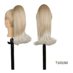 Ποστίς Αλογοουρά  Ponytail συνθετική τρίχα Kanekalon υψηλής ποιότητας με χτενάκι φωλιά- Berta ίσια γυριστή άκρη Ξανθό μπεζ με πλατίνα στην άκρη χρώμα #T103/60 35cm