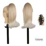 Ποστίς Αλογοουρά  Ponytail συνθετική τρίχα Kanekalon υψηλής ποιότητας με Κλάμερ - Berta ίσια γυριστή άκρη Ξανθό μπεζ με πλατίνα στην άκρη χρώμα #T103-60 35cm