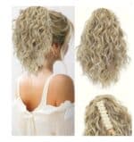 Ποστίς Αλογοουρά curly Ponytail συνθετική τρίχα υψηλής ποιότητας με κλάμερ -Ξανθό με πλατινέ ανταύγειες  #166h1001 30 cm
