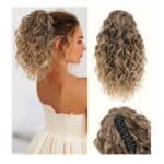 Ποστίς Αλογοουρά curly Ponytail συνθετική τρίχα υψηλής ποιότητας με κλάμερ - Καστανό ombre με διχρωμία  #T527B 30 cm
