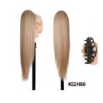 Ποστίς Αλογοουρά  Ponytail συνθετική τρίχα Kanekalon υψηλής ποιότητας με Κλάμερ- Ίσια Ξανθό με ανταύγειες χρώμα #22H60 71cm