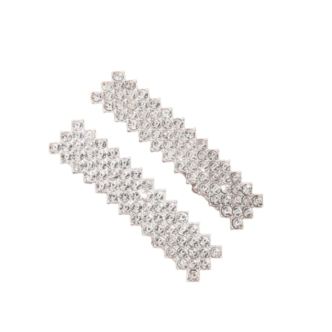 bridal-crystal-strass-clip-wedding Σετ 2 τμχ Νυφικό κλιπ με κρυσταλλάκια σε ασημί χρώμα - Image 1