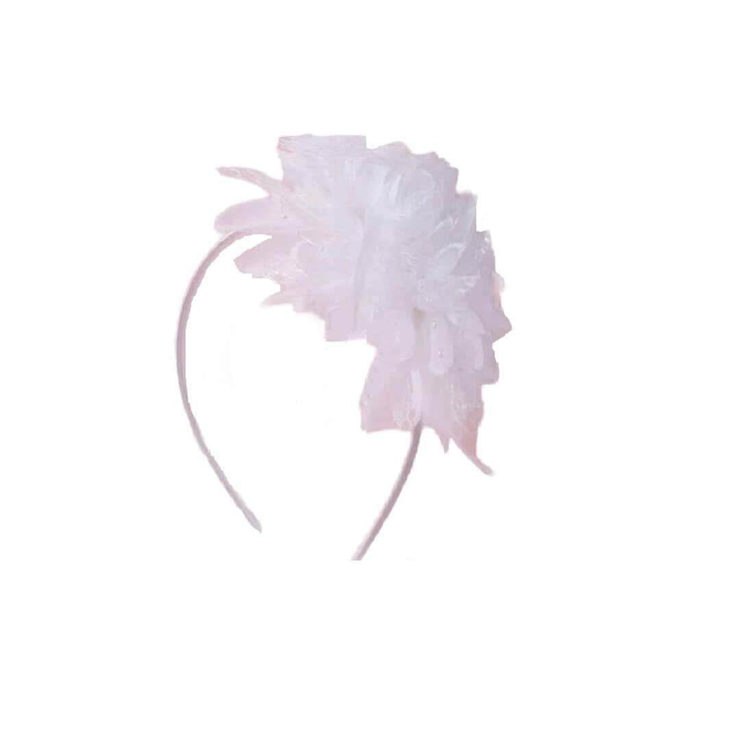 white-headband-double-flowers Στέκα Παιδική με λουλούδια Βάφτισης- παρανυφάκι White - Image 1