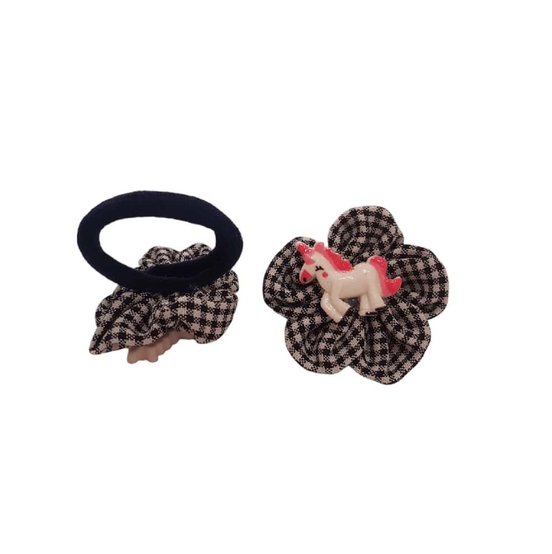 BLACK-ELASTIC-HAIRBAND-UNICORN Παιδικό-λάστιχο set 2 τμχ Unicorn - Black - Image 1