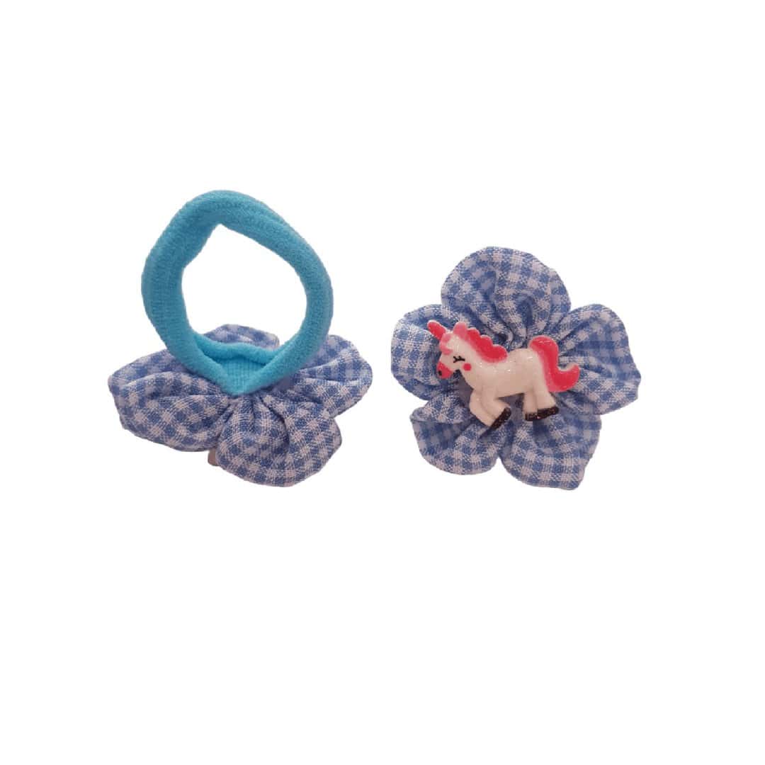 BLUE-HAIRBAND-ELASTIC-UNICORN Παιδικό-λάστιχο set 2 τμχ Unicorn - blue - Image 1