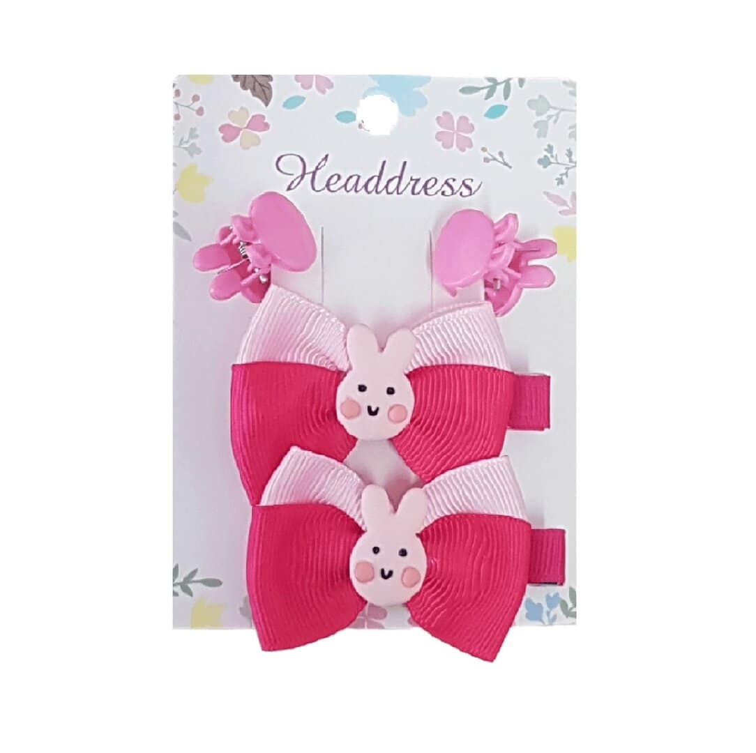 bunny-clip-set-hair-protection Παιδικό Σετ Clip -Κοκαλάκι μαλλιών 4 τμχ happy bunny - Image 1