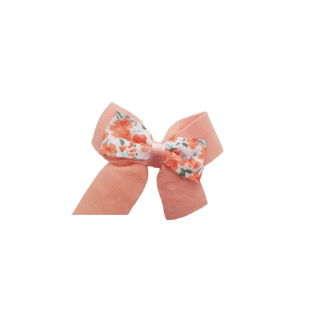 orange-bow-clip-hair Παιδικό Clip -Κοκαλάκι μαλλιών με προστασία Orange flower bow 5cm - Image 1