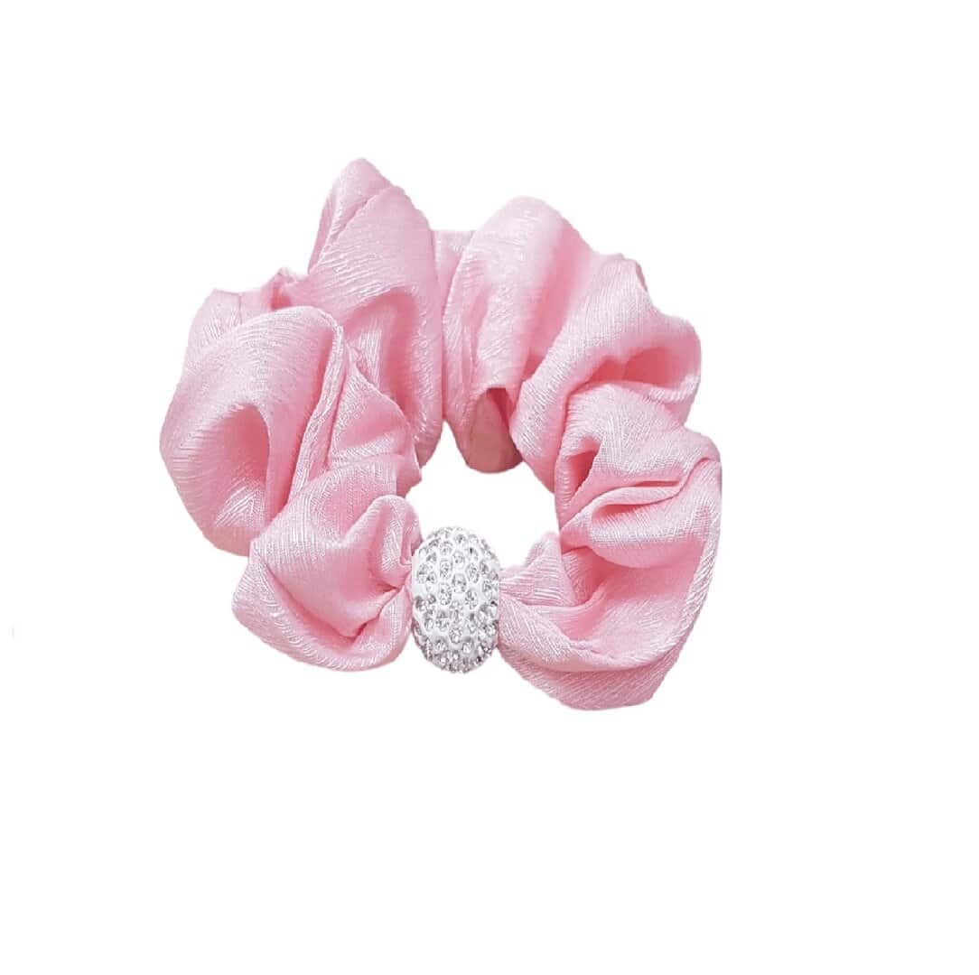 pink-glow-scuncie Scrunchies-Κοκαλάκι λάστιχο μαλλιών Pink glow ball - Image 1