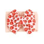 Παιδική- Βρεφική Μαλακή κορδέλα μαλλιών με μεγάλο φιόγκο Φραουλίτσες 0-7 χρονών