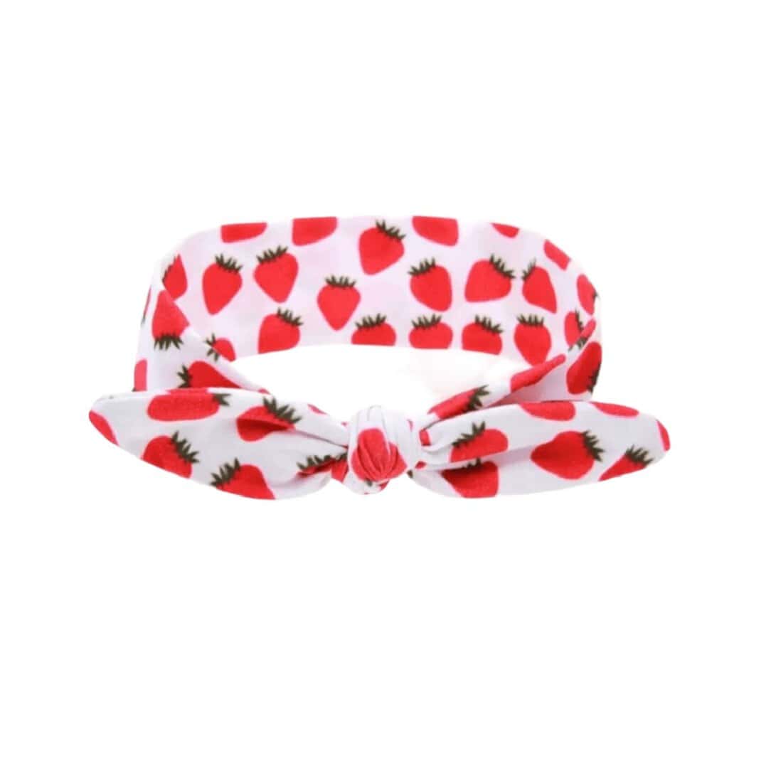 strawberry-soft-headband-baby Παιδική- Βρεφική Μαλακή κορδέλα μαλλιών με φιόγκο 5 μηνών-7χρονών Φραουλίτσες - Image 1