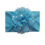 Παιδική- Βρεφική Μαλακή κορδέλα μαλλιών με μεγάλο λουλούδι 0-8 χρονών Tirquoise