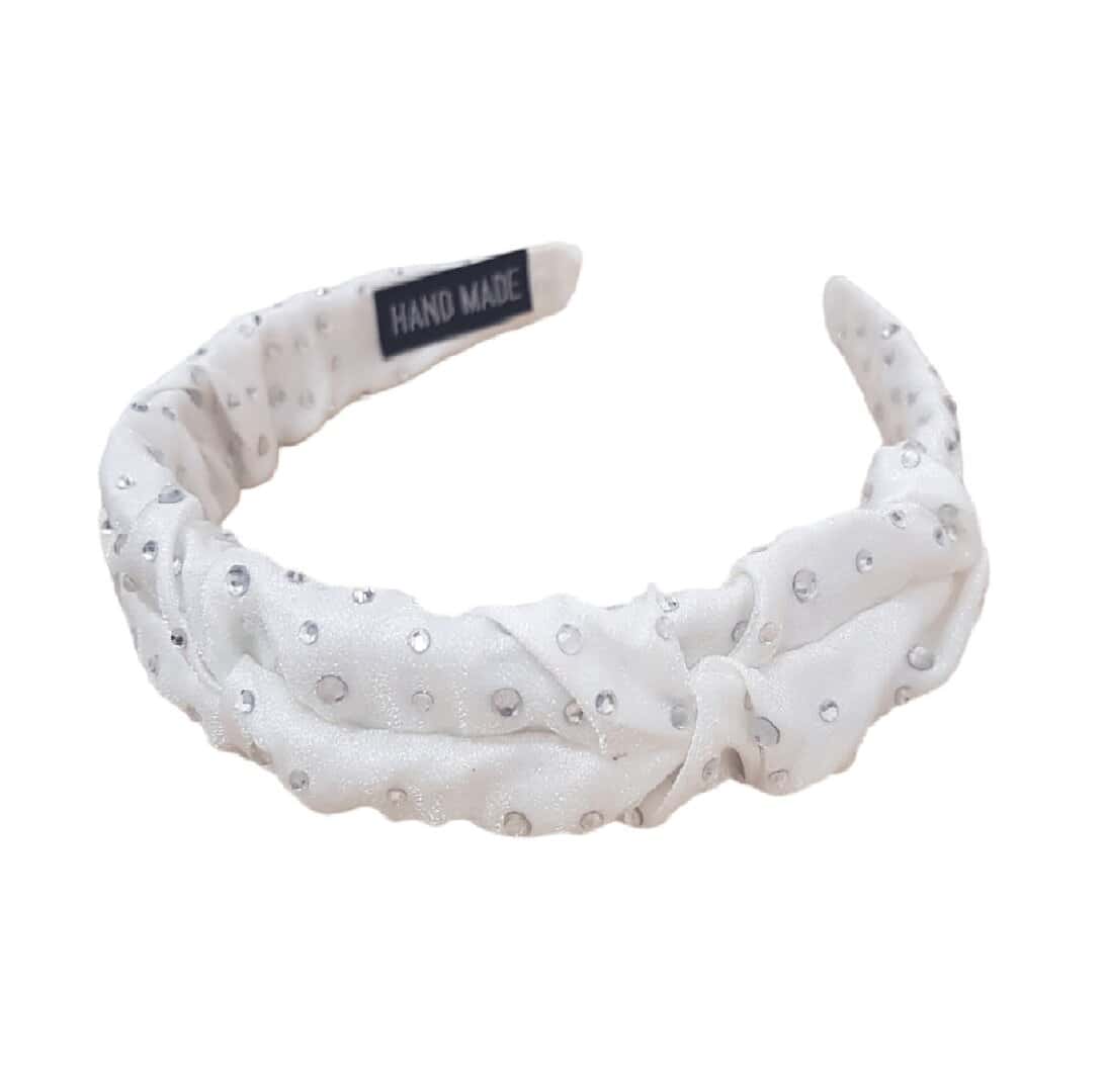white-headband-crystals-all-over Γυναικεία-Παιδική Στέκα μαλλιών White all crystals - Image 1
