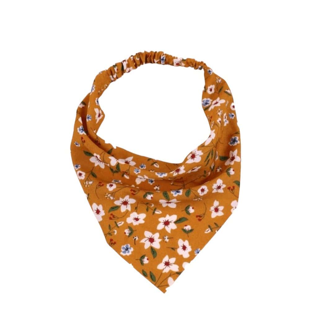 bandana-headband-flowers-woman-girl Γυναικεία Μαλακή κορδέλα τύπου μπαντάνα Flowers Orange - Image 1
