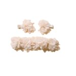 Παιδική- Βρεφική Ιβουάρ κορδέλα με λουλούδια + 2 κλιπ για βάφτιση και παρανυφάκια 0-5 χρονών