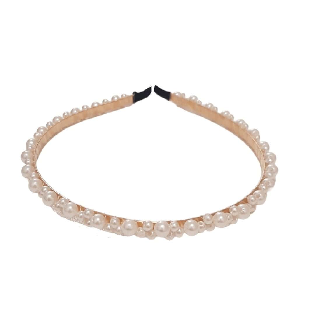 headband-pearls-girl-fashion Γυναικεία -Παιδική Στέκα Μαλλιών με Λευκές Πέρλες gold - Image 1