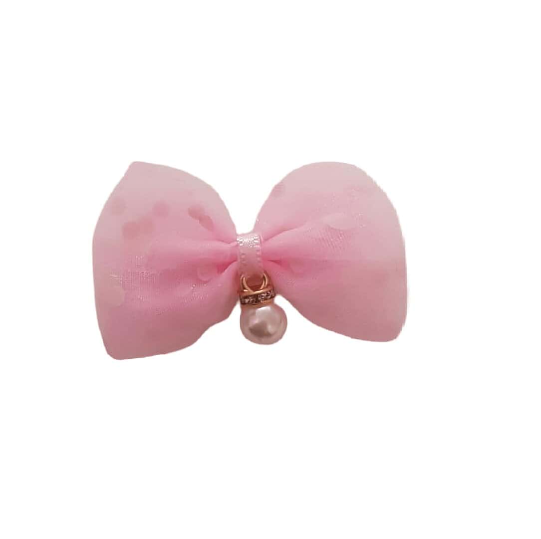 pink-bow-clip-baby-girl Παιδικό Clip -Κοκαλάκι μαλλιών Bow Pearl με προστασία Pink - Image 1