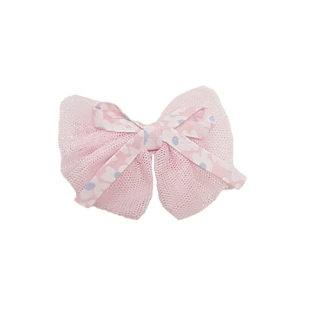 pink-bow-clip-fiogos Παιδικό Clip -Κοκαλάκι μαλλιών Bow ribbon με προστασία Pink - Image 1