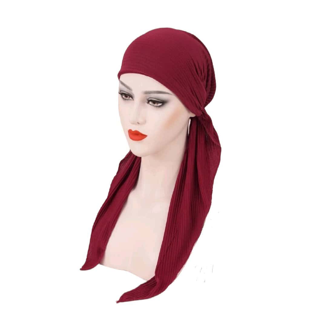 BORDEUX-TURBAN-WOMAN-HEAD Γυναικείο Υφασμάτινο Μαλακό Τουρμπάνι μαλλιών bordeux Only Long - Image 1