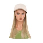 Γυναικείο Μπεζ καπέλο με ενσωματωμένα μαλλιά  (Ποστίς) σε Ξανθό χρώμα 18 inches