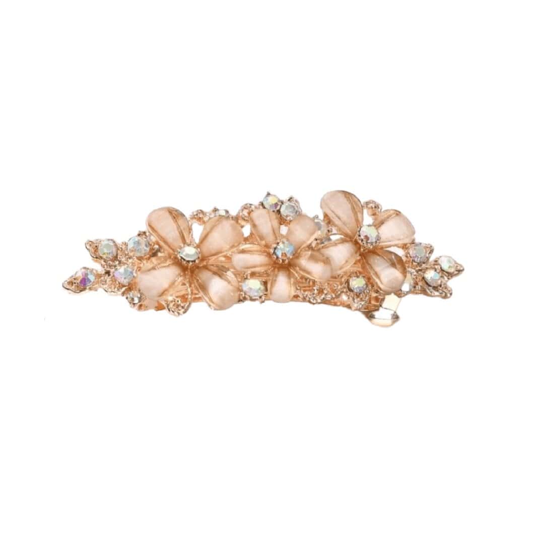 rose-gold-hairclip-woman Γυναικείο Κλιπ crystal flowers rose gold 8 cm - Image 1