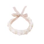 Παιδικό-βρεφικό λευκό-ιβουάρ στεφάνι κορδέλα με τριαντάφυλλα και δαντέλα για βάφτιση