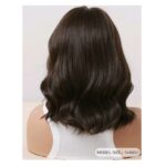 Γυναικεία περούκα curly σε καστανό σκούρο χρώμα συνθετική υψηλής ποιότητας 15 inches - Image 2