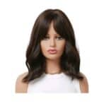 Γυναικεία περούκα curly σε καστανό σκούρο χρώμα συνθετική υψηλής ποιότητας 15 inches