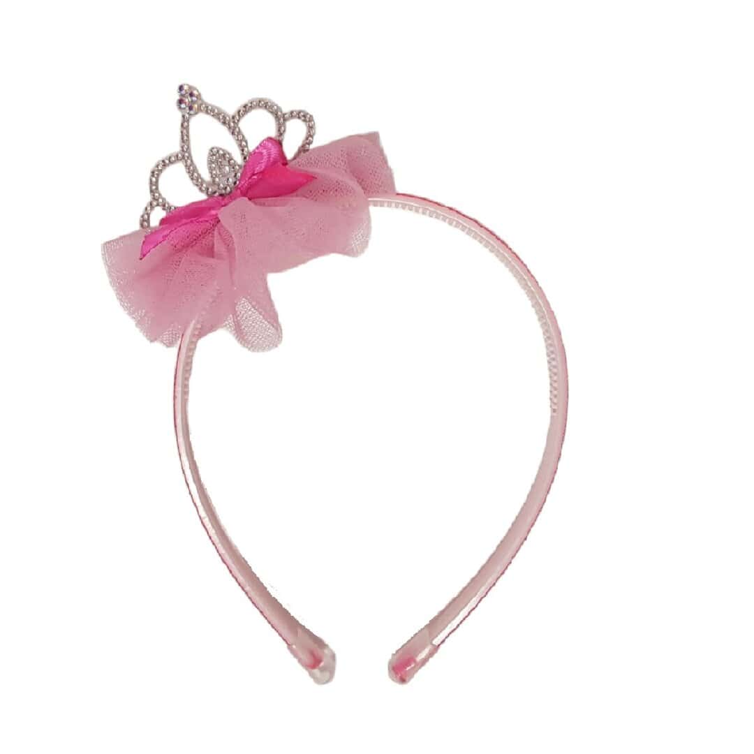 dark-pink-girl-headband-crown Παιδική Στέκα Κορώνα με τούλι Dark Pink - Image 1
