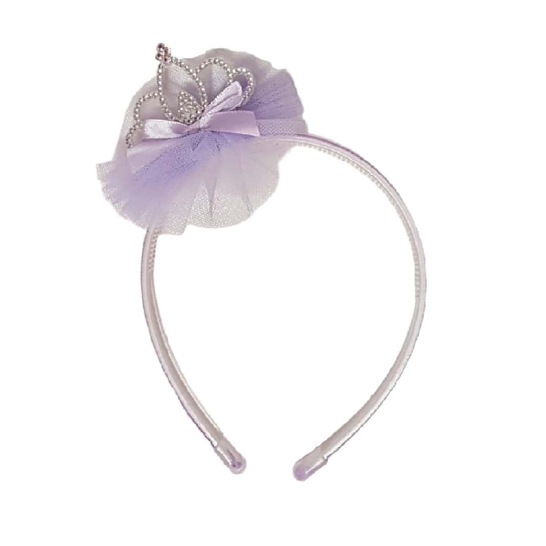 purple-crown-headband-girl-hair Παιδική Στέκα Κορώνα με τούλι Purple - Image 1