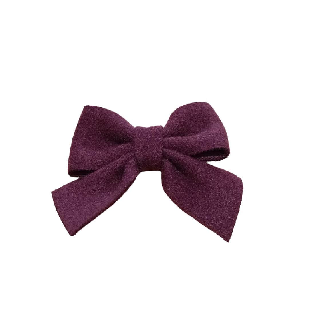 purple-clip-velvet-bow Clip -Κοκαλάκι μαλλιών Velvet φιόγκος 6cm - Purple - Image 1