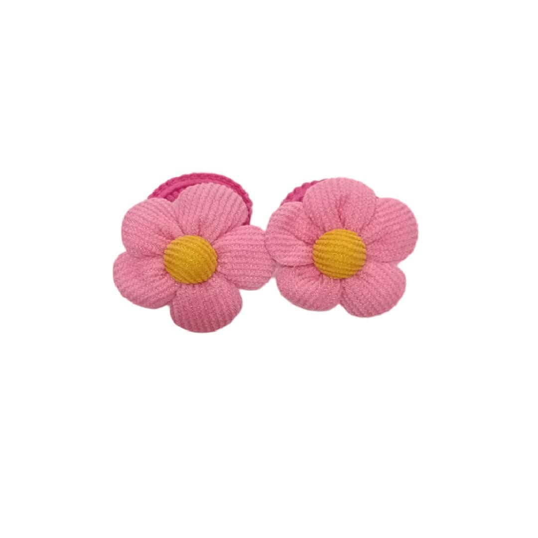 flowers-hot-pink-elastic-tie-girl Σετ 2 τμχ Παιδικό- λαστιχάκι Hot Pink flowers - Image 1