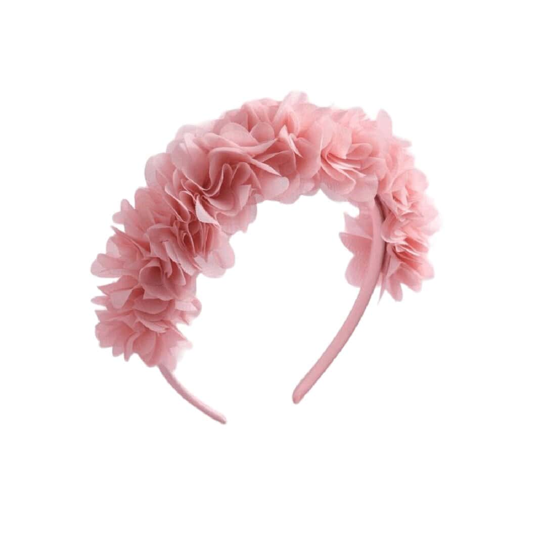 headband-dusty-pink-girl Στέκα Παιδική-βρεφική λουλούδια Dusty Pink Βάφτισης- παρανυφάκι - Image 1